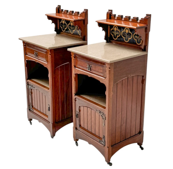Two Arts & Crafts Nightstands by Gustave Serrurier-Bovy, 1900s